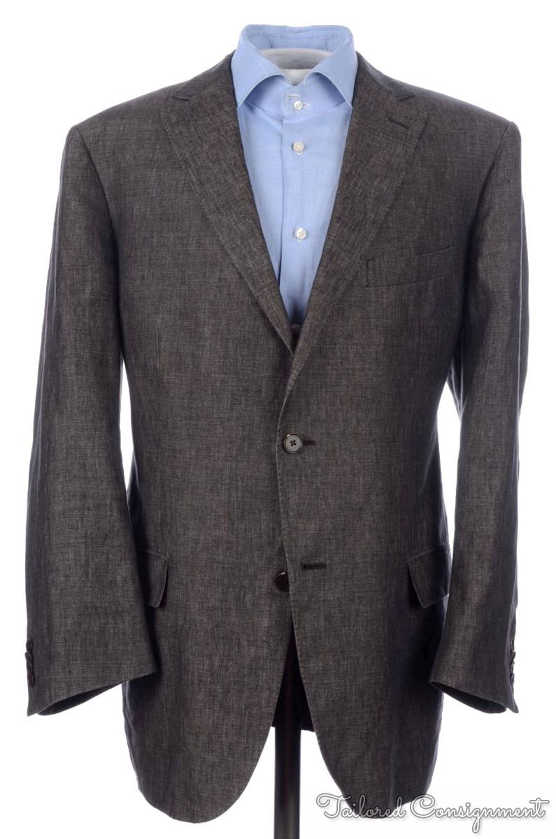 Ermenegildo Zegna Recent Solid Brown 100 Linen Blazer ermenegildo zegna recent solid brown 100 linen blazer