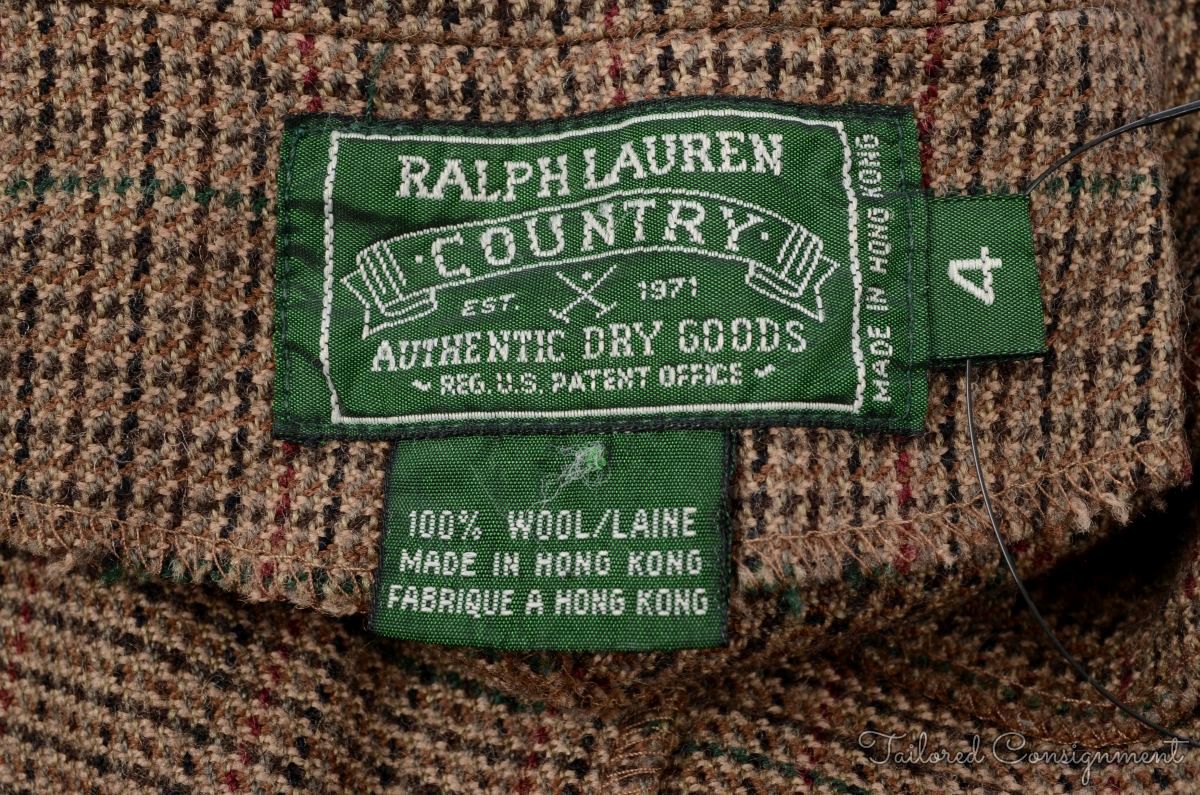 RALPH LAUREN Brown Tweed 100% Wool Norfolk Style Womens Jacket Coat ...