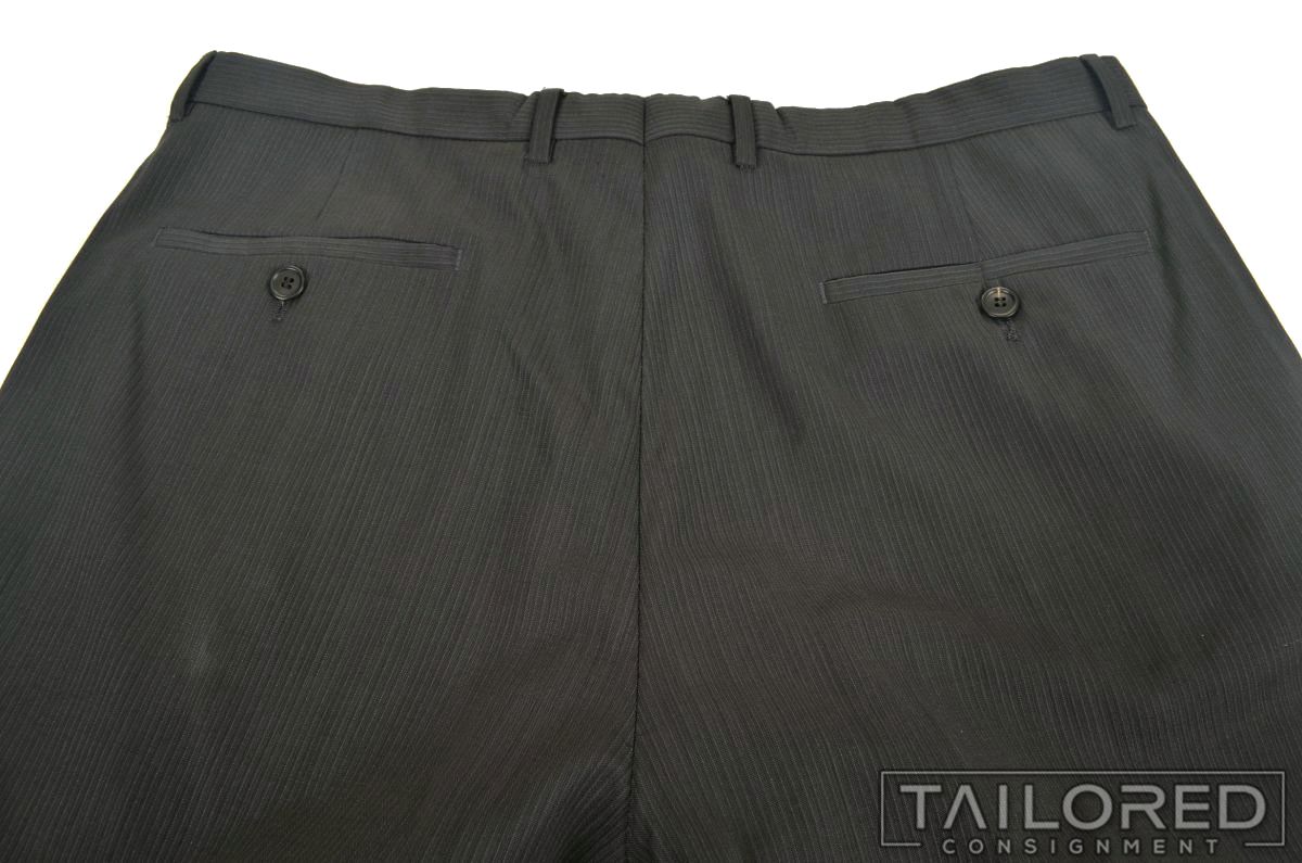 HUGO BOSS Recent Gray Striped 100% Wool Jacket Pants SUIT Mens - 42 R