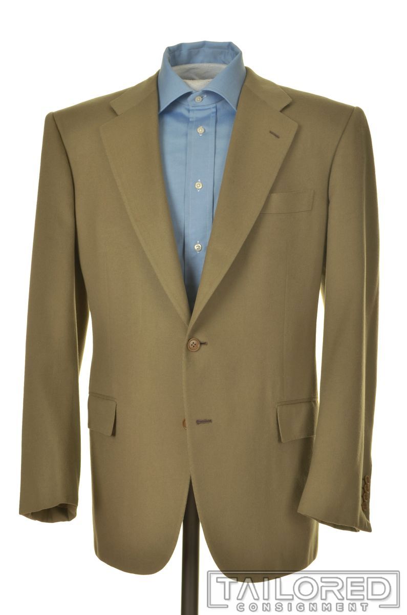 KITON Solid Green 100% Cashmere Mens Blazer Sport Coat Jacket - EU 52 ...
