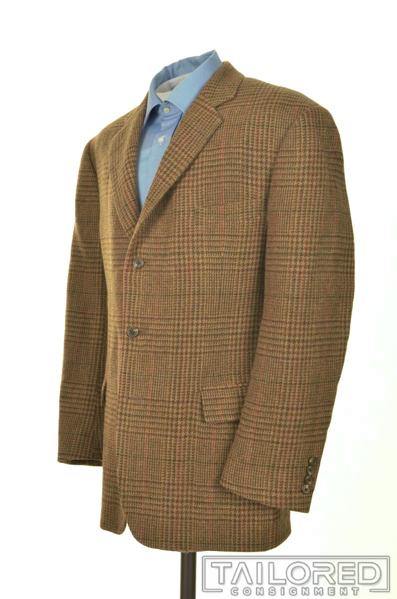 POLO RALPH LAUREN Brown Plaid Check Wool Tweed Blazer Sport Coat Jacket ...