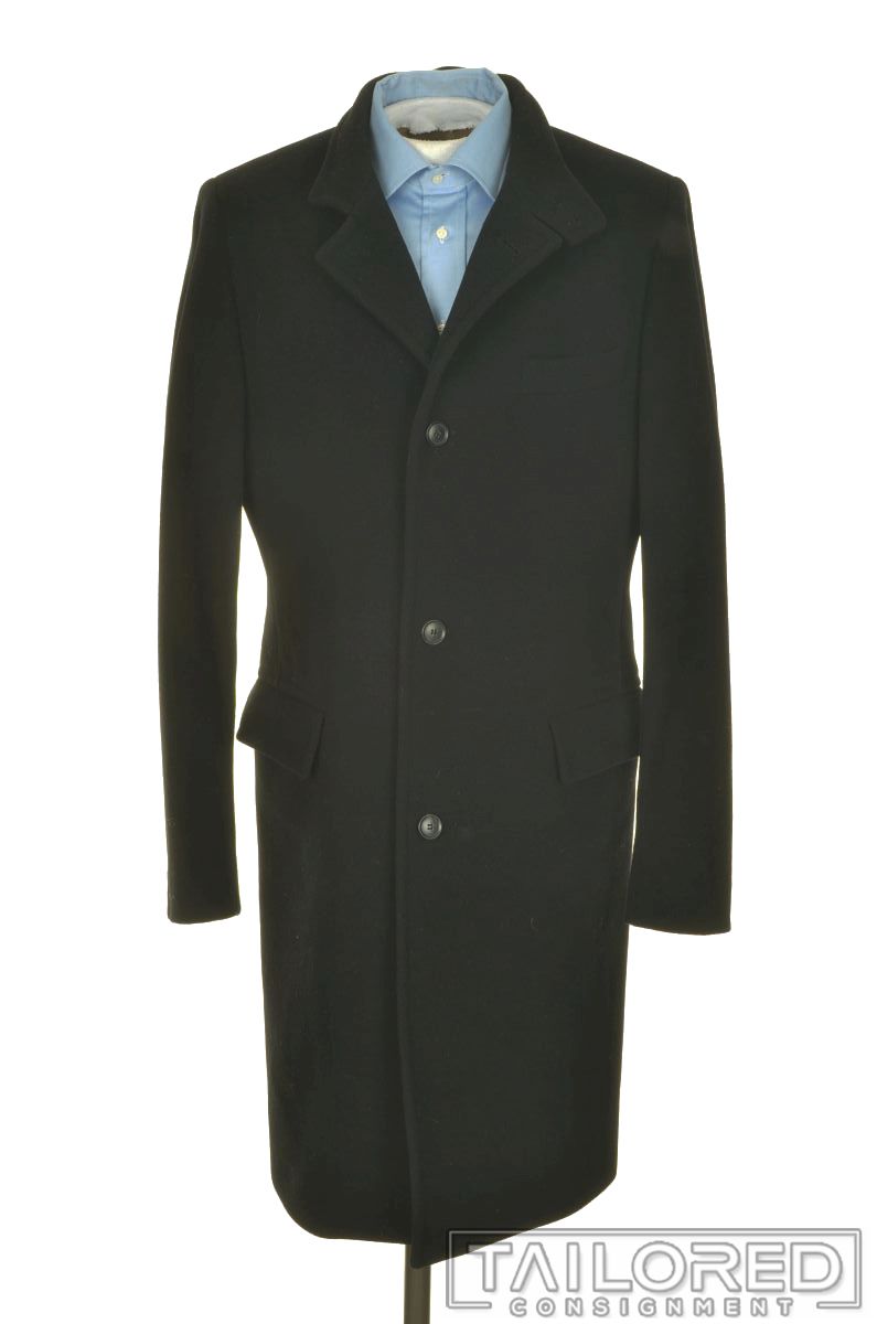 HUGO BOSS Sintra Solid Black Cashmere Wool Mens Jacket Coat 